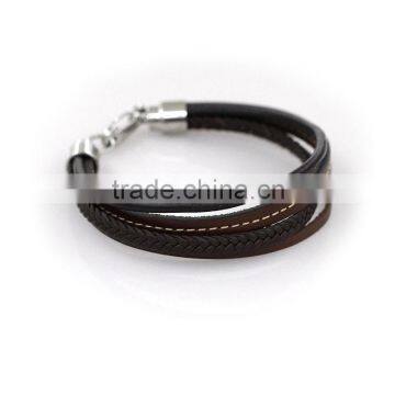 Dongguan Jewelry Factory Lobster Clasp Stainless Steel Bulk Leather Bracelet photo-4