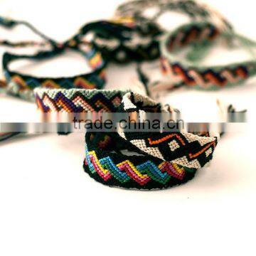 Hot Sale Whole Handmade Mix-Colour Bohemia Wave Cotton Cord Braided Charm Friendship Bracelet