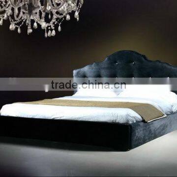 Neo-classical fabric double bed (LS-407)