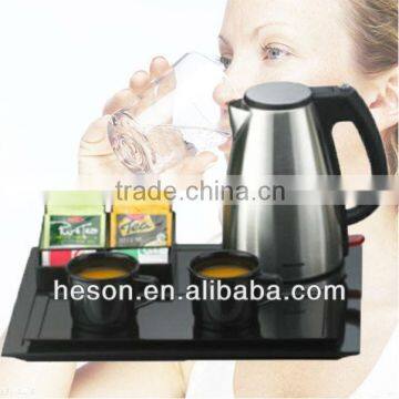 Black simple melamine plate and 1.2L electric water kettle