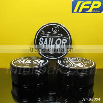 150g/150ml/5oz Black Round Metal Tins