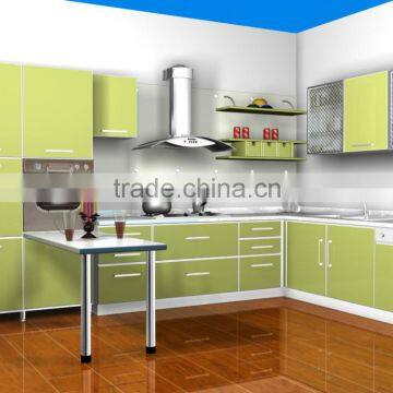 hot-selling stylish practical recyling kitchen painted high gloss green kitchen cabinet