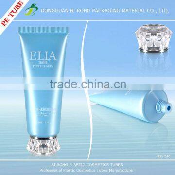 Pearlized Plastic Blue Cosmetic Packaging Tubes for Facial Cleanser