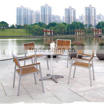 Outdoor relaxing aluminum plastic table and wood chair