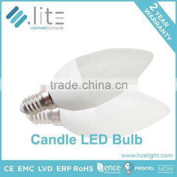 Led Lighting Candle Shape C37 Bulb 5w IC Driver E12 E14 E26 E27 Base CE RoHS Certifications Plastic Plus Aluminium Factory Price