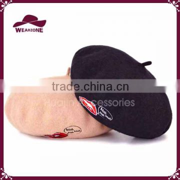 Alibaba high quality wool beret hat, embroidery beret hat