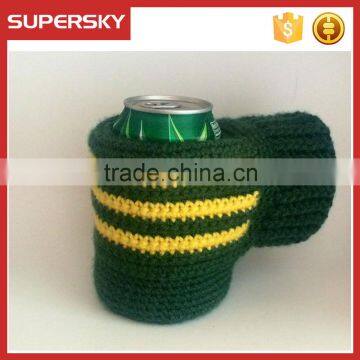 A-702 Knitted Bottle Hand Holder Crochet Beer Mitten Cosy Handmade Crochet Beer Cozy Mitten photo-4