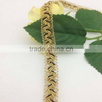 fashion three rows metallic gold wire zigzag lace cord braid trim