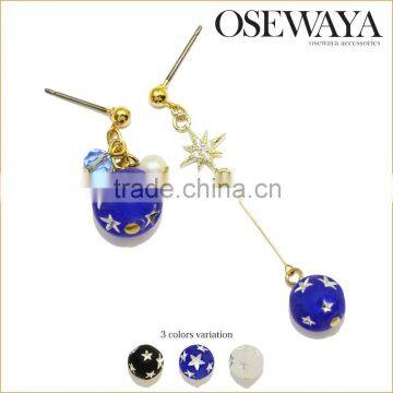 osewaya blue globe charm fashion earring best seller in harajuku