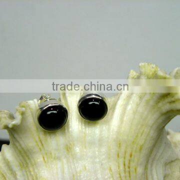 Black Onyx Round Bezel Cabochon Stud Earrings, 925 Solid Sterling Silver Earrings, Designer Stud Earrings