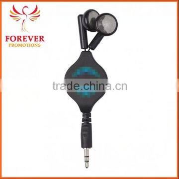 Promotional Custom Print Earphone With Retractable Cord