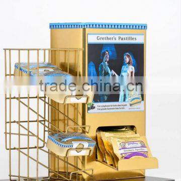 customization hot selling tin box With the basket/Creative Promotional Printed Coffee Display Tin Shelf