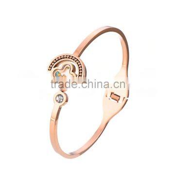 Women's Jewelry 18K Rose Gold Special Shaped Rhinestone Cuff Bangle Bracelet