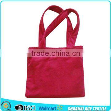 Cotton terry plain color velour tote bag with two towel straps