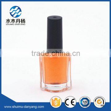 Trendy design flat 10ml cap with brush clear glass nail polish bottle