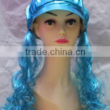 Ladies wavy wig sunhat party hat dance decoration