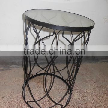 black steel glass top powder coated round coffee table