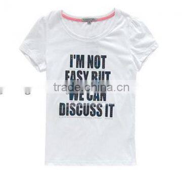 Wholesale plain white girls short sleeve t shirt