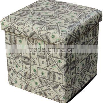 Home furniture!US Dollar printing folding storage ottoman