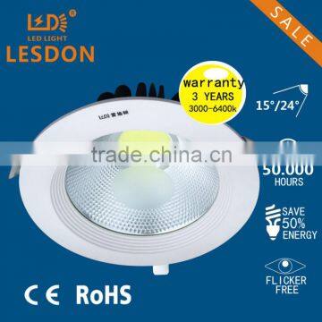 New high quality high power dimmable 9W 12W 15W cob led downlights