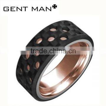 Classic mens tungsten carbide ring carbon fiber jewelry rose gold titanium ring