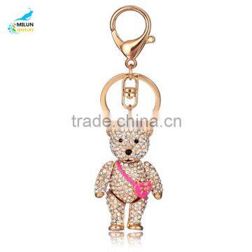 Custom made alloy opal crystal doll bears keychain