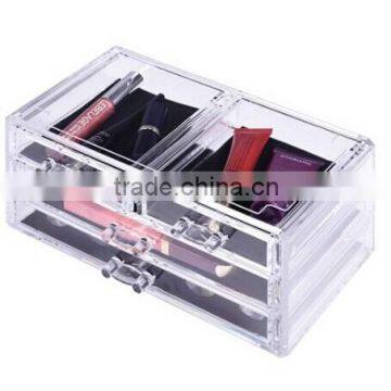 Cosmetic makeup organizer drawer with square compartment