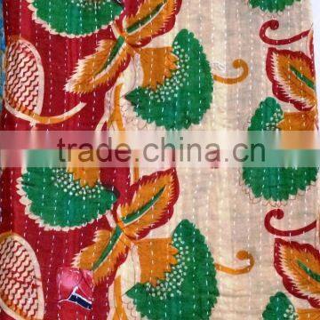 Ethnic Indian Vintage Floral Sari multi color Patchwork Cotton Kantha quilt