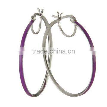 hoop earrings with purple enamel