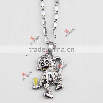 Cute metal crystal monkey charm necklace