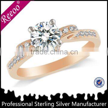 18k Rose gold plated silver ring wholesale 925 silver ring