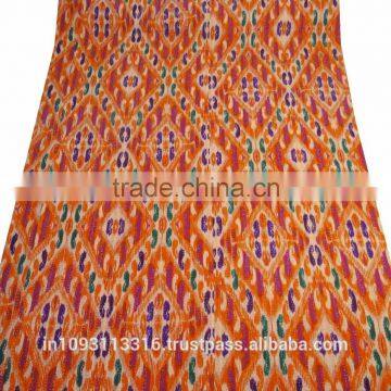 Ikat printed Kantha quilt Bedspread, designer multi color bedspread