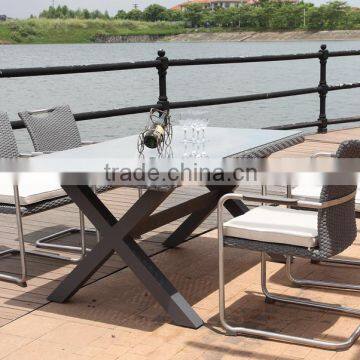 Graceful square grey colour outdoor dining table