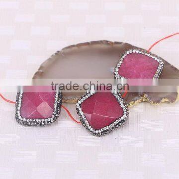 Paved Zircon Agate Connector Beads Gem stone Charm, Slice Agate Druzy Stones For Jewelry Making