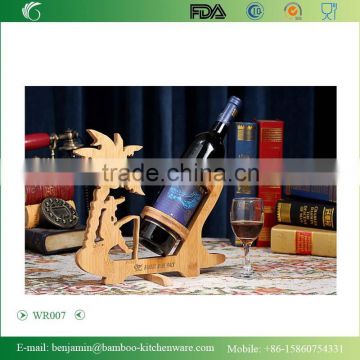 WR007/100% Bamboo Material Chinese Style Hot Sale Fishing Shaped Folding Bamboo Wine Rack