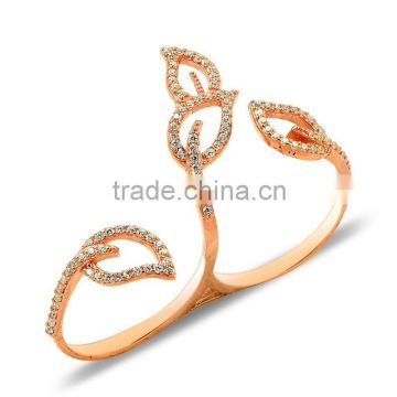 Rose Gold P. 925K Sterling Silver Knuckle Double Leaf Ring