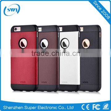 Luxury Smart Phone Back Cover Case Cowhide Leather Soft TPU Case for iPhone 6/6s Plus