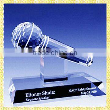 Handicraft Crystal Microphone Trophy For Hotel Decoration Furnishing Articles Gifts