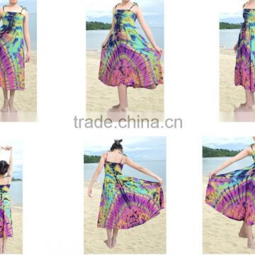 vintage retro thai HIPPIE BOHO Tie dye color BLOCK MAXI BABY DOLL beach long maxi style girls kids children LONG DRESS