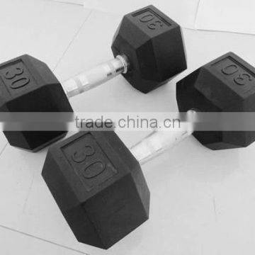 Black Rubber Coated Hex Dumbbells DM-201