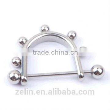 Hot wholesale nipple ring with ball body piercing jewelry /Prism Art Deco Dangle Nipple Piercing Ring