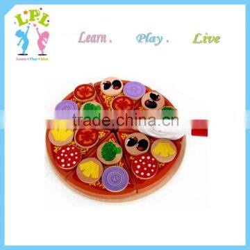 Wholesale custom high quality Wooden Pizza Party Set wood baby kids educational toy for sale