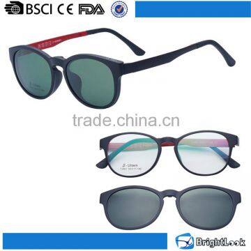 Novelty italy design ce optic frame with clip on sunglasses lenses
