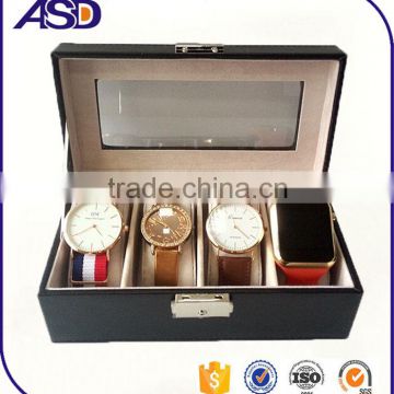 High Grade cheap hot selling leather 4slocks watch box with window