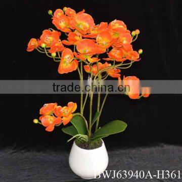 Attractive home decoration vivid silk flowers artificial potted orchids