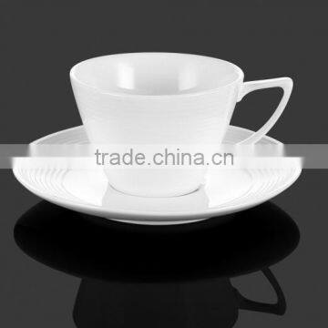 Plain Ivory Creamy White Porcelain Coffee Tea Cups and Saucers Sets For Hotel Restaurant Home Promotion