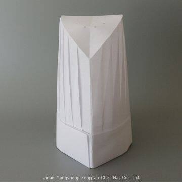 30cm Height Special White Non Woven Round Top Cook Cap With Hook and Loop photo-4