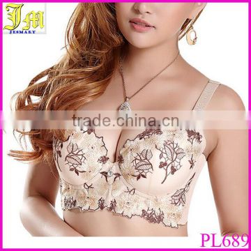 Sexy Womens Ladies Deep V Embroidered Push Up Plunge Lift Up Underwired Bra 2014 NEW