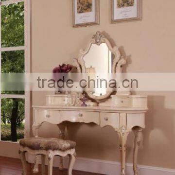 Luxury French Rococo Bedroom Furniture Dresser Table & Mirror/Fashion Dresser Makeup Table With Mirror--White photo-2