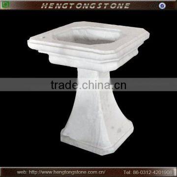 Simple Style White Marble Bathroom Pedestal Sinks